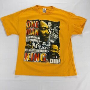 MLK‎ One Man Can Make A Difference Graphic T Shirt Yellow Mens Large Delta